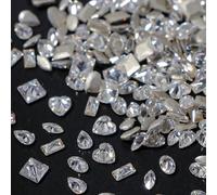100 pièces/sac Mini strass à dos plat en zircone pour nail art, formes asymétriques de cœur et de carré, super brillant, mélange aléatoire de micro zircone blanche pour décoration d'ongles LettresVerr