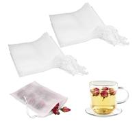 100 Pièces Sachet de Thé à Remplir Jetable, 10 x 8 cm (Blanc) | Sachets de Filtre à Thé avec Cordon, Non-Tissé Vide, Sachet pour Thé en Vrac, Café, Thé Fleurs, Épices, Lavande