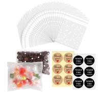 100 Pièces Sachet Plastique Transparent pour Biscuits et Bonbons - Petit Sachet à Pois Blanc - Sacs Auto-adhésifs pour Bijoux