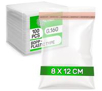100 Pièces Sachet Transparent Adhesif 8 x 12 cm BOPP - Food Safe - Sachet Plastique Transparent Autocollant pour Bonbon Anniversaire Biscuits Chocolat Cadeaux - Epaisseur 0,04 mm G.160 - ONIX TECH