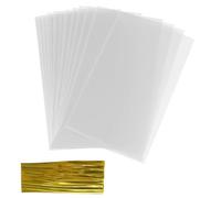 100 Pièces Sachet Transparent avec Cravates, 15x20cm, Sachet Bonbon Transparent Alimentaire pour Biscuits, Chocolats, Cadeaux, Fêtes, Anniversaires et Événements
