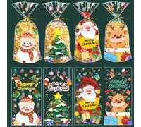 100 Pièces Sachet Transparents Bonbon pour Biscuits, sacs cellophane Noël, cellophane transparent sacs à biscuits,pour bonbons Christmas Candy Bags