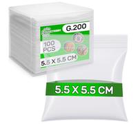 100 Pièces Sachet Zip 5,5 x 5,5 cm PE - Food Safe - Sachet Plastique Transparent Zip pour Bonbon Biscuits Anniversaire Alimentaire Paques Chocolat Noel - Epaisseur 0,05 mm G.200 - ONIX TECH