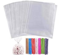 100 pièces Sachets Transparents Bonbons,Sachet Cellophane, Sachets Transparents,avec 100 Pcs Attache Sachet Bonbon,pour Biscuits,mariage, communion,baptême,sachets pour biscuits, bonbons,18x30cm