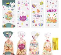 100 Pièces Sacs À Biscuits De Pâques,Sachet De Bonbons Pâques,Sacs Cellophane 13x27.5cm,Pâques Bonbons Friandises Sachets Cadeaux Pour Bonbons Chocolat Biscuits,Sac De Paques,Easter Gift Bags
