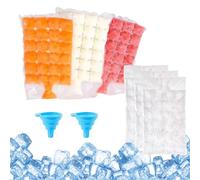 100 Pièces Sacs à Glaçons Jetables Pouvant Contenir Jusqu'à 2400 Glaçons, Moules à Glaçons Auto-scellants avec 2 Entonnoir, Ice Cube Mould pour Whisky Cocktails Boissons Cuisine Barbecue Voyages