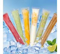 100 pièces Sacs de rangement pour glaces à l'eau en PET, moules de tubes de congélation réutilisables, convient pour yaourt, fruits, milkshake, sorbet, glace maison, fête d'été, pique-nique, voyage en