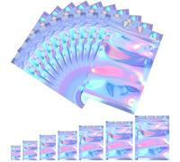 100 Pièces Sacs Refermables Anti-Odeur Sac de Pochette en Aluminium Sac Plat Ziplock pour Faveur de Fête Stockage de Nourriture (Couleur Holographique, 3 x 4 Pouces)
