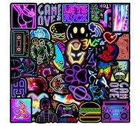 100 Pièces Scrapbook Décoration Autocollants - Brochure, Vélo, Skateboard, Décorations adhésives Néon et Holographiques