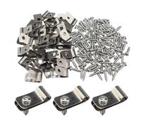 100 Pieces Serre Fil en Acier Inoxydable Avec Vis Jeu de Serre Câbles Métalliques pour Fixer des Treillis Métalliques et des Câbles sur des Poteaux et des Murs en Bois