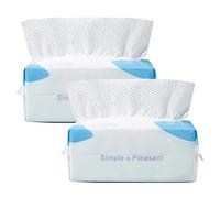 100 Pièces Serviette de Visage Jetable, Lingettes Sèches Pur 100% Coton, Lingettes Bébé, Naturelles et Biodégradables, Lingettes Humides et Sèches épaissies pour Tous Types de Peau (20X20CM)