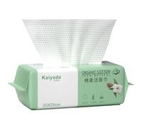 100 Pièces Serviette de Visage Jetable, Lingettes Sèches Pur 100% Coton, Lingettes Bébé, Naturelles et Biodégradables, Lingettes Humides et Sèches épaissies pour Tous Types de Peau (20X20CM)