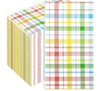 100 Pièces Serviette Papier Carreaux Colorées Serviette en Papier De Fête Pâques Serviettes Papier Jetables pour pour Anniversaire Mariage Printemps Thé après-Midi Restaurant Bar Pique-nique