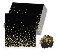 100 Pièces Serviettes à Pois Dorés, 33 x 33cm Serviettes à Cocktail en Papier, Design de Confettis Dorés, Parfaites pour les Anniversaires, Fêtes, Mariages, Communions et Célébrations, Blanc, Noire