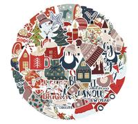 100 pièces Stickers Noel, Merry Christmas Mignon Autocollants Décoratifs, Autocollants Noel pour Water Bottle, Scrapbook, Journal, Laptop, Luggage