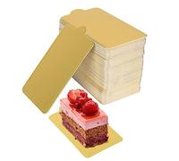 100 Pièces Supports à Gâteau en Carton, Planches Gâteaux à la Mousse10*6 cm Rectangulaire Plateaux gâteaux Jetables Carton Réversible Doré Socle Gâteau Parfaites pour Tartes Salées ou Petits Fours