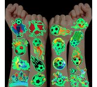 100+ Pièces Tatouage Enfant Ballon de Foot, Gommettes Enfants 3 4 5-12 Ans Tatoo Temporaire Enfant Garcon Fille Tatouage Ephemere Fluorescent Pinata Anniversaire Garcon Football Deco Anniversaire Foot