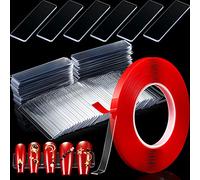 100 Pieces Transparent Support de Présentoir de Tip d'Ongle avec 10 M Ruban Adhésif Double Face (Largeur: 1 Cm), Support de Pratique d’Art d’Ongle et Ruban de Montage Amovible pour Salon d’Art d’Ongle