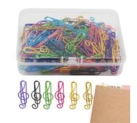 100 pièces trombones pour notes de musique-fer + PP, distributeur de pinces à | Signets en métal colorés | Pack d'organisateur de papeterie en forme de Note décorative, pour carnet de notes, f