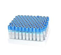 100 pièces Tube plastique de citrate de sodium de coagulation stérile sous pression négative, bouchon bleu, tube anticoagulant PRP (Couleur : 10ml PET)
