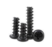 100 pièces vis autotaraudeuses à tête ronde à empreinte cruciforme M1 - M5 en acier au carbone noir Phillips réparation petites vis, M2.6