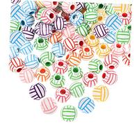 100 Pièces Volley-Ball Perles Kids Toys kreativekraft déco Perles Artisanat Ballons de Football Accessoires Bricolage Perles en Vrac Perles de Volley-Ball Acrylique Bracelet Perles