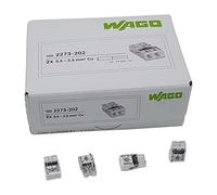 100 pièces Wago 2273-202 Boîte de jonction COMPACT Ø 0,5-2,5 mm², 2 pôles, Aluminium, transparent/blanc