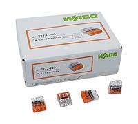 100 pièces Wago 2273-203 Boîte de jonction COMPACT Ø 0,5-2,5 mm², 3 pôles, Cuivre, transparent/orange