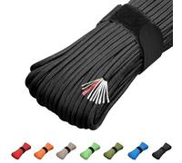 100 Pieds multifonction 4 en 1 550 Paracorde 550 Fire Cordon avec Fire Starter Petit , 22,7 kilogram Dyneema Ligne de pêche, fils de coton, tests de qualité commerciale 249,5 kilogram type III Corde de parachute (3/16 de diamètre), noir