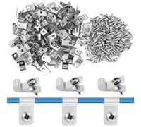 100 Pinces de Fixation pour Clôtures Agricoles Agrafe Grillage Clips en Acier Inoxydable avec Vis Serre Cable Acier Pince pour Grillage Clips de Fixation pour Clôture en Bois Métal ou Vinyle