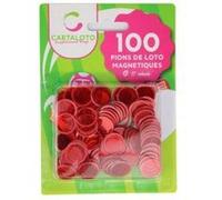 100 Pions De Loto Magnetique 17mm, Coloris Rouge - Marquage Et Ramasse Facile - Jetons Aimantes - Set Accessoire Jeu Bingo + Carte