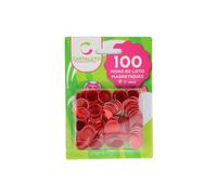 100 pions de loto magnetique 17mm, coloris Rouge - Marquage et ramasse facile - Jetons aimantes - Set accessoire Jeu Bingo + carte