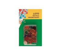 100 pions magnetiques de loto pour carton - Transparent fluo, multicolore - Jetons aimants, pions marquage - Set