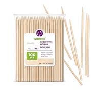100 Piques à Brochette en Bois de Bouleau 10 cm x 2,5 mm | Bâtonnets Extra Résistants pour Barbecue, Viande et Fruits | Brochettes Écologiques Polyvalentes pour Grillades et Loisirs Créatifs