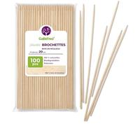 100 Piques à Brochette en Bois de Bouleau 20 cm x 2,5 mm | Bâtonnets Extra Résistants pour Barbecue, Viande et Fruits | Brochettes Écologiques Polyvalentes pour Grillades et Loisirs Créatifs