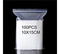 100 Pochettes en plastique transparentes rescellables, sac de fermeture à glissière réutilisable fort, épaississement et durable, appuyez pour fermer à clef 10x15cm
