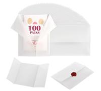 100 pochettes en vélin prépliées, papier vélin translucide pour invitations 5 x 7 pouces, set de chemises 5 x 7 pouces, enveloppes de protection pour mariage, anniversaire et fête