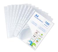 100 Pochettes Perforée Perforées A4 Pochettes Transparentes Pochettes en plastique PP pour la conservation et la protection des documents,papiers et dossiers(30.5 * 23.5cm)