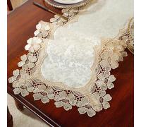 100% Polyester Napperons Carrés Texturés Style Ferme Vintage, Bordure en Dentelle Crochetée Daisy Creuse sur Quatre Côtés, Napperons Décoratifs Élégants, Convient pour Table de Petit-Déjeuner de Marié