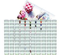 100 pots en verre 125 ml To 66 avec couvercle blanc et sucre diamant - livret de recettes