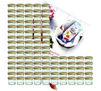 100 pots en verre 125 ml To 66 avec couvercle doré et sucre diamant - livret de recettes