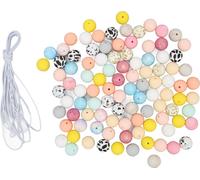100 Prozent farbenfrohe Silikonperlen 15 mm DIY großes Loch rundes Handwerk für Armbänder Halsketten Ohrringe