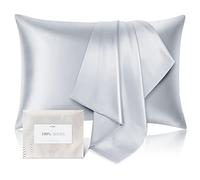 100% Pure Mulberry Silk Pillowcase for Hair and Skin - Allergen Resistant Dual Sides,600 Thread Count Silk Bed Pillow Cases with Hidden Zipper,1pc,Standard Size,Gray