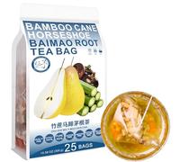 100% Pure Natural Herbal Tea, Bamboo cane Horseshoe Baimao Root Tea Bag, 300g/10.58oz (12g*25bags), 竹蔗马蹄茅根茶, Cape losange, poire de neige, réglisse, carotte, sans caféine, sans additifs, sans OGM