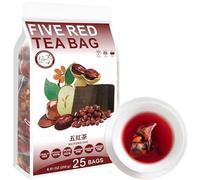 100% Pure Natural Herbal Tea, Five Red Tea Bag, 250g/8.81oz (5g*50bags) 五红茶 baies de Goji, sucre brun, haricots rouges, arachides, sans caféine, sans additifs, sans OGM