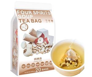 100% Pure Natural Herbal Tea, Four Spirits Soup Tea Bag, 300g/10.58oz (15g*20bags), 四神汤, soupe aux quatre dieux, orge, émeraudes, écorces d'orange, émeraudes, ignames, eucalyptus