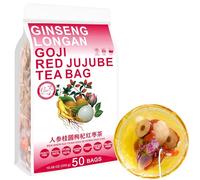 100% Pure Natural Herbal Tea, Ginseng Longan Goji Tea Bag, 300g/10.58oz (6g*50bags) Ginseng laurier Goji rond, cassonade, haricots rouges, arachides, sans caféine, sans additifs, sans OGM