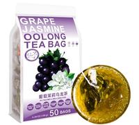 100% Pure Natural Herbal Tea, Grape Jasmine Oolong Tea Bag, 150g/5.29oz (3g*50bags), 葡萄茉莉乌龙茶, Arôme de raisin, thé frais, thé floral, thé aux fruits rafraîchissant