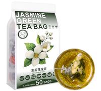 100% Pure Natural Herbal Tea, Jasmine Green Tea Bag, 150g/5.29oz (3g*50bags), 茉莉花绿茶, jasmin, faible teneur en caféine, arôme floral, sans additifs, sans OGM