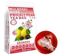100% Pure Natural Herbal Tea, Mulberry Rose Prickly Pear Tea Bag, 250g/8.81oz (10g*25bags), 桑葚玫瑰刺梨茶, Papaye, Goji noir, citron, lys, décaféiné, sans additifs, sans OGM